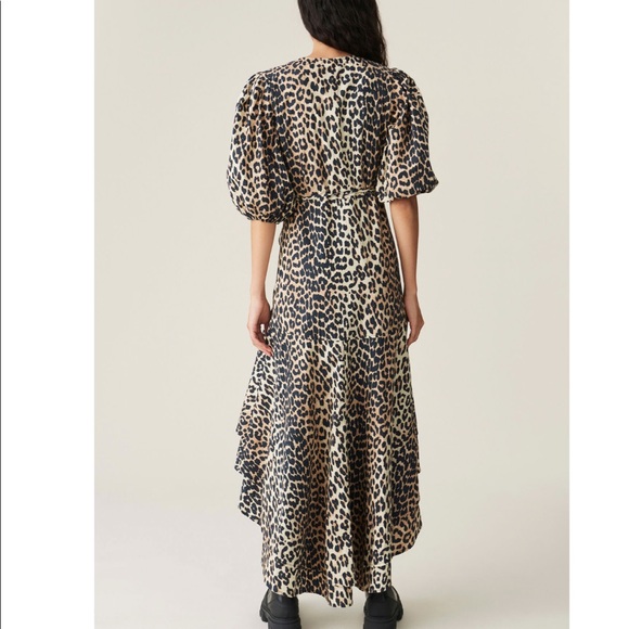 GANNI - PRINTED COTTON POPLIN WRAP DRESS - Picture 2 of 6